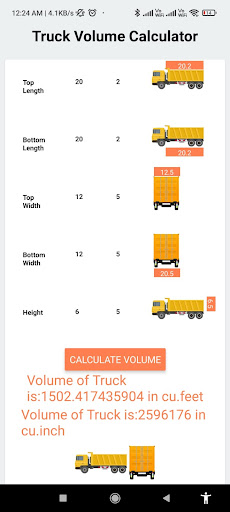 Truck Volume Calculator Screen 2