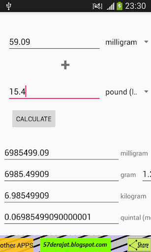 Weight Conversion Screen 3