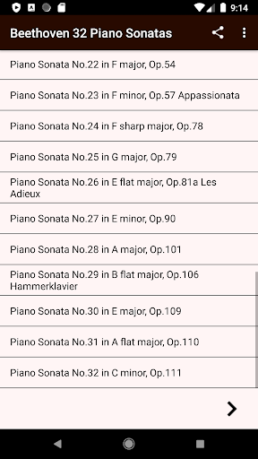 Android application Beethoven 32 Piano Sonatas screenshort