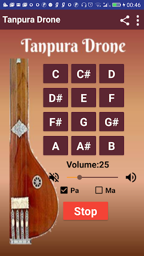 Android application Tanpura Drone screenshort