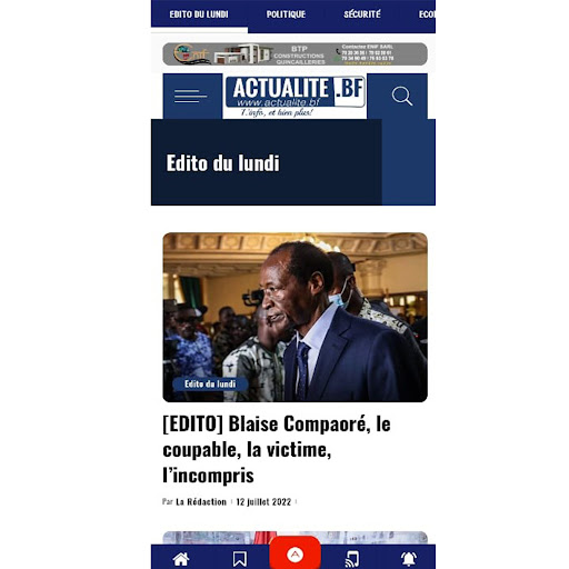 Android application Actualite.bf screenshort