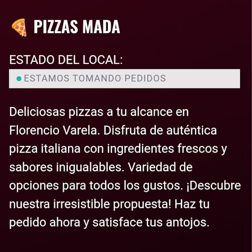 Android application Pizzas Mada Florencio Varela screenshort