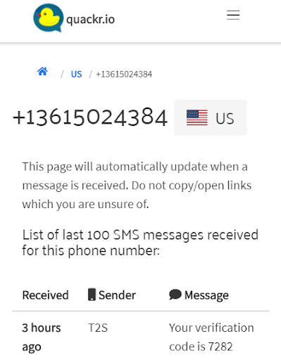 Android application Receive SMS Online | quackr screenshort