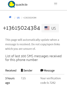 Receive SMS Online | quackr Unknown