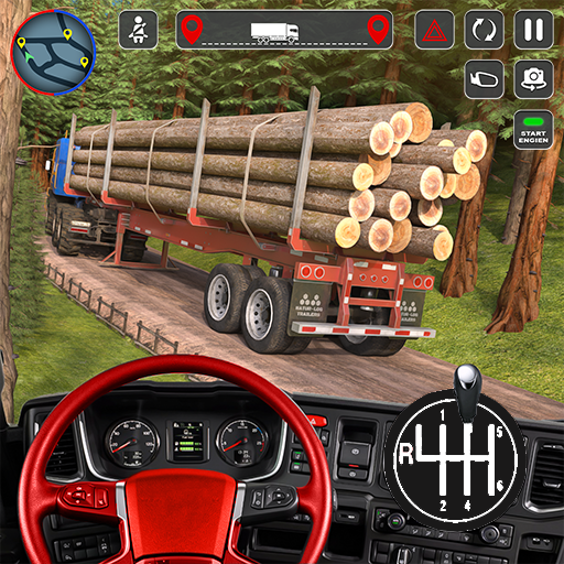 Log Transporter Truck Driving logo
