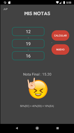 Calcula Notas UNDC Screen 3