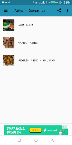 Android application Abincin Gargajiya Na Hausawa screenshort