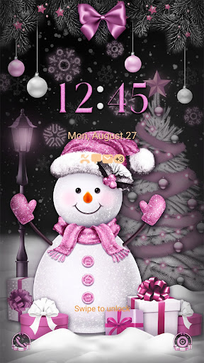 Pink Pastel Snowman- Wallpaper Screen 2
