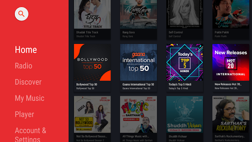 Android application Gaana for Android TV screenshort