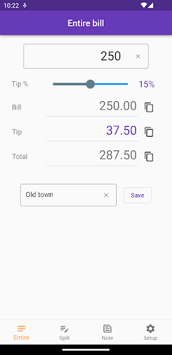 Android application Tip Calculator bill tip split screenshort