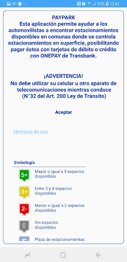 Android application PayPark Chile screenshort