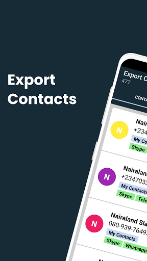 Android application Export contacts screenshort