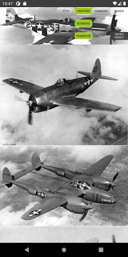 Android application WW2 Planes Wallpapers screenshort