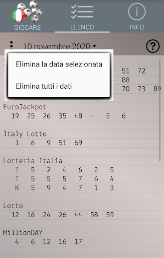 Lotto Italia Pro: Algoritmo Screen 2