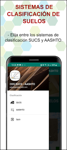 Android application Clasificacion SUCS - AASHTO screenshort