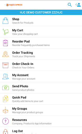 Android application HJC Parts Express screenshort