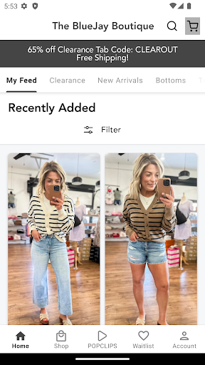Android application The BlueJay Boutique screenshort