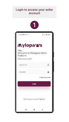 Android application Mylopaws Seller Platform screenshort