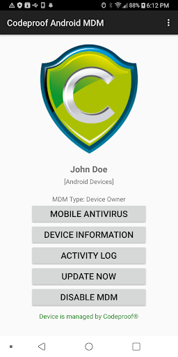 Android application Codeproof MDM for Android screenshort