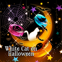 White Cat on Halloween Theme