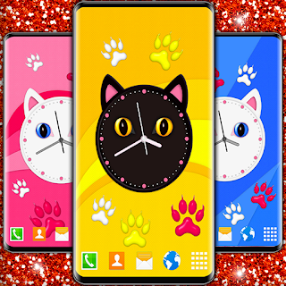 Cute Kitty Clock Wallpaper apk