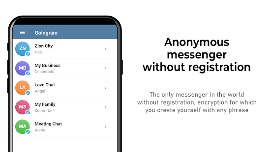 Gologram anonymous messenger Screenshot