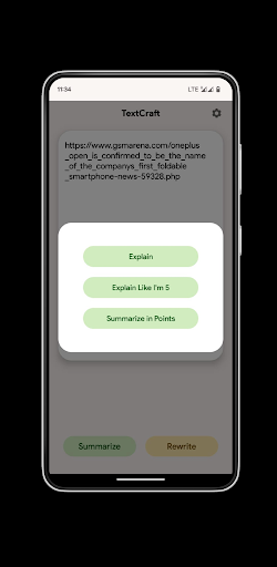 TextCraft - Summarize, Rewrite Screen 3