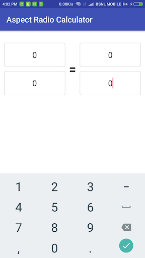 Android application Aspect Ratio Calculator screenshort