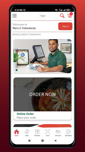 Android application Renu’s Takeaway screenshort