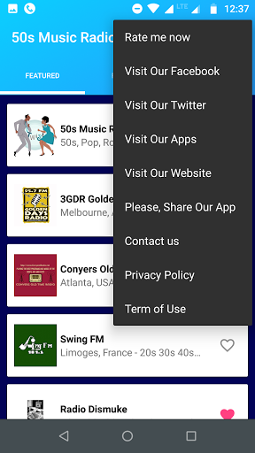 50s Music App: 50s Radio Screen 2