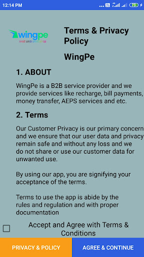 Android application WingPe screenshort