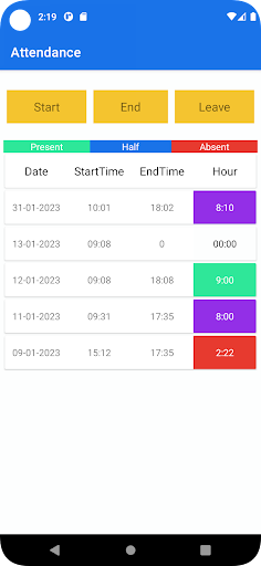 Maignoinfra Attendance Screen 2