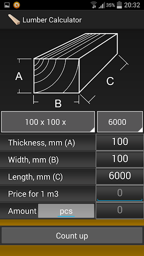 Android application Calculator Lumber & Timber screenshort