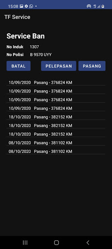 Android application TFT Vehicle Maintenance System screenshort