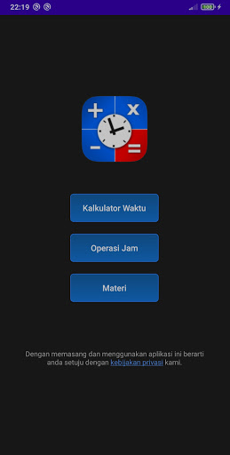 Android application Kalkulator Jam Menit Detik screenshort