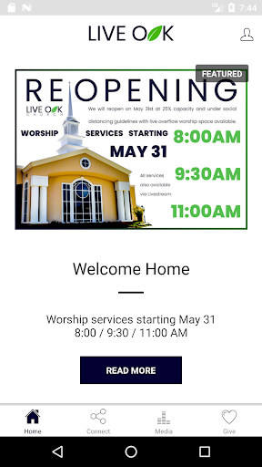 Android application Live Oak Church screenshort