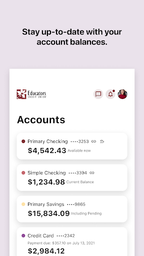 Educators CU Mobile Banking Screen 3