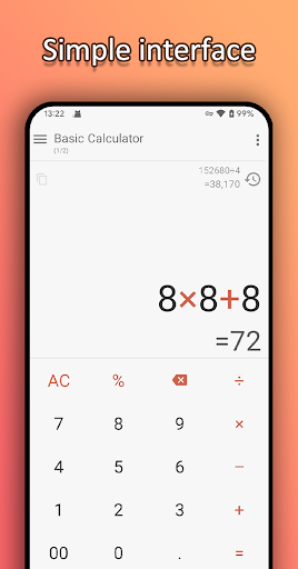 Android application Calculator+ with Unit Convert screenshort