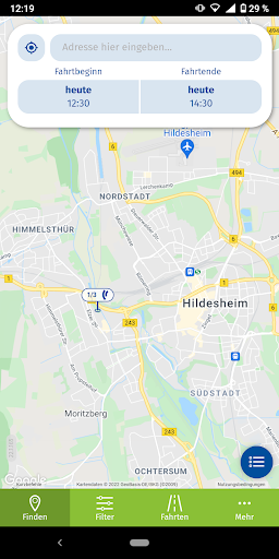 Android application EVI e-carsharing screenshort