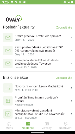 Úvaly v mobilu Screen 3