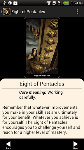 Screenshot of Steampunk Tarot