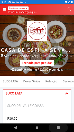 Android application Casa de Esfiha Senador screenshort