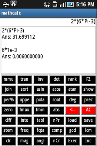 Math Calculator Screen 2