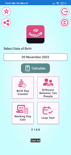 Age Calculator : Date of Birth Screen 2
