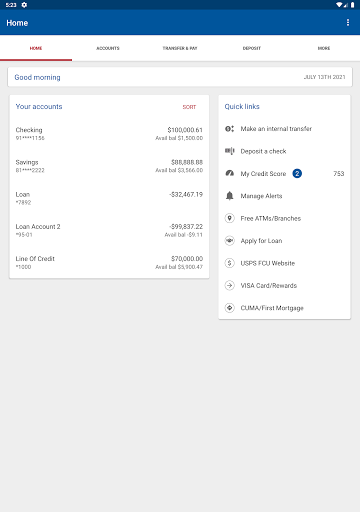 U. S. Postal Service FCU screenshot