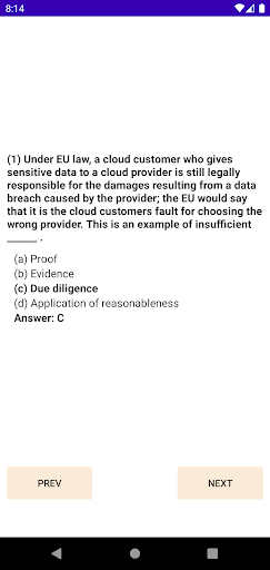 CCSP Exam Practice Question Screen 3