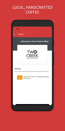 Android application Two Creek Coffee screenshort