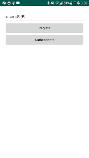 Android application OnePass Fido2 Demo Ex screenshort