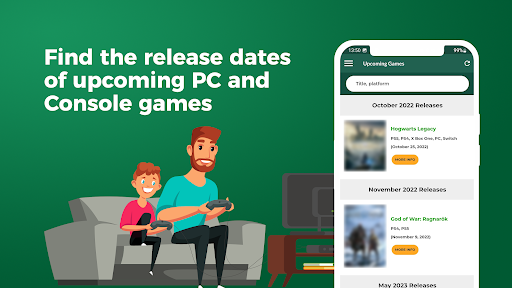 Upcoming · Release Dates Screen 2