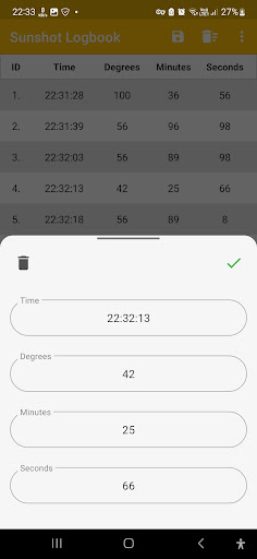 Sunshot Logbook Screen 3